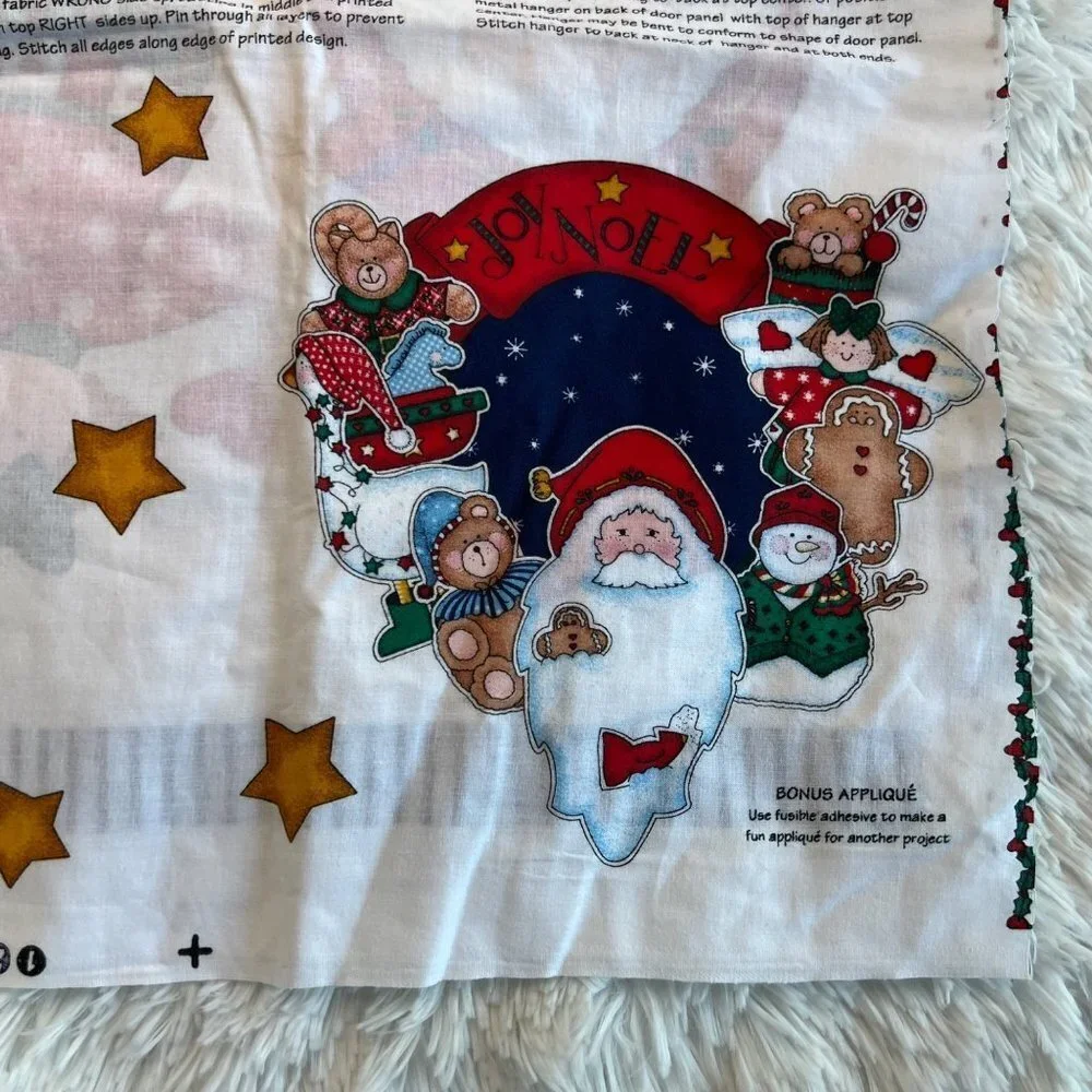 Daisy Kingdom Joy‎ Noel Wreath Fabric Panel with Pattern Santa Christmas Holiday